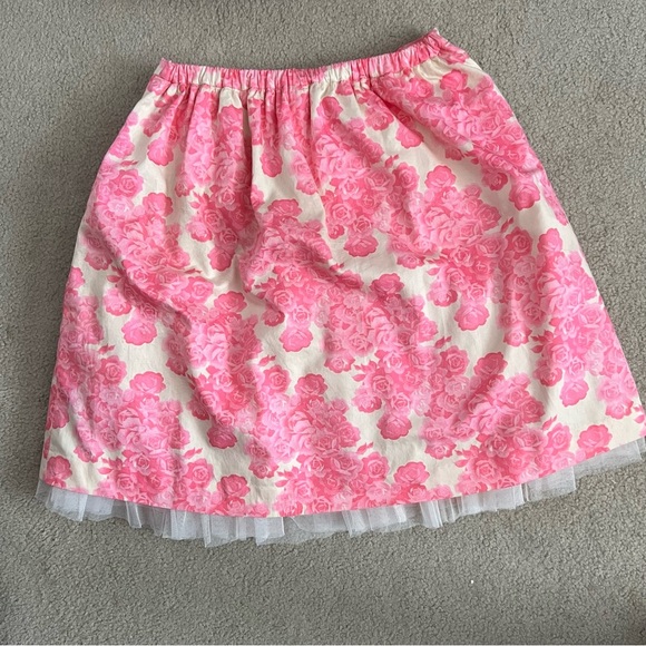 J.Crew Crewcuts Girls Pink + Cream Floral Cotton Tulle Skirt with Pockets - Picture 3 of 10